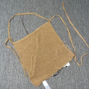 Zara gold glitter sparkly halter top with tie back